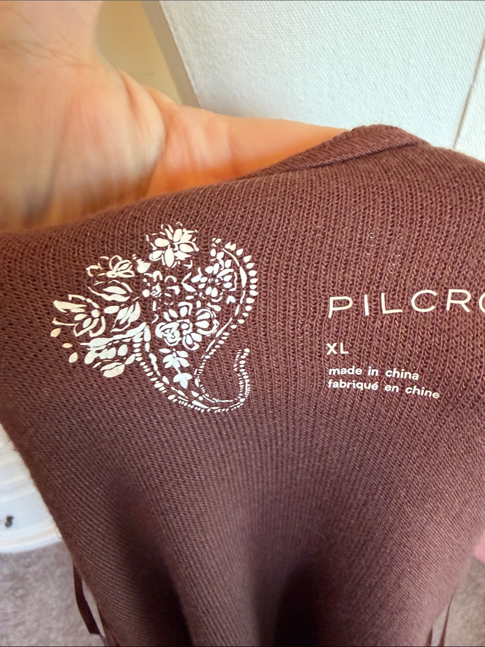 Anthropologie Pilcro Brown Ribbed Square-Neck Button-Front Cardigan - Picture 4 of 4